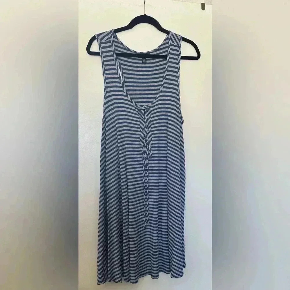 NWOT Suzi Chin Striped Long Tank with Tie Up Front